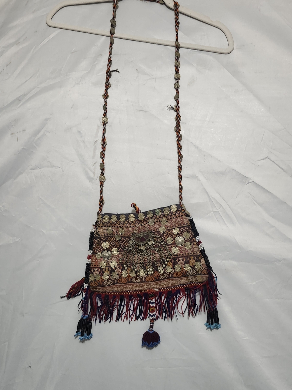 Embroidered Fringe Crossbody Bag in Multi-Color